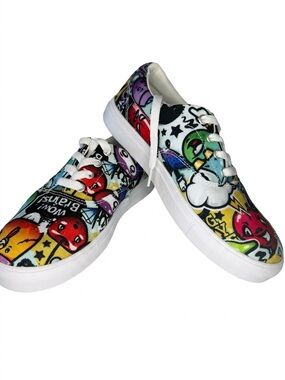 Goby "Wow Brains!" Women US 6 Comic Pop Art Canvas Sneakers Women